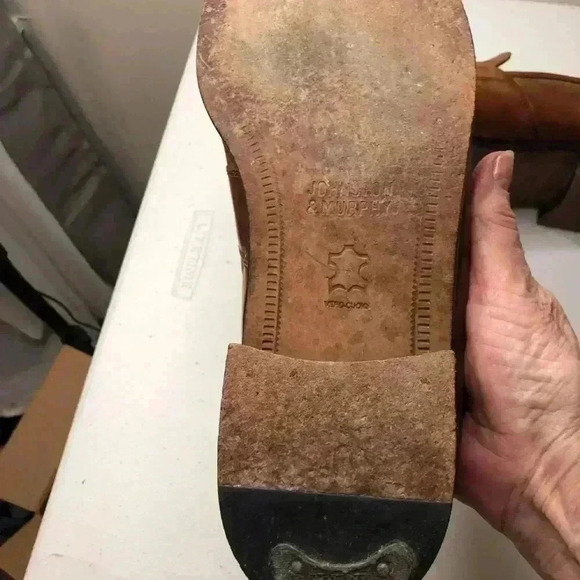 Johnston and Murphy Mens 10M Honey Tan Speckled Slip on Tasseled Leather Loafers - Picture 6 of 10